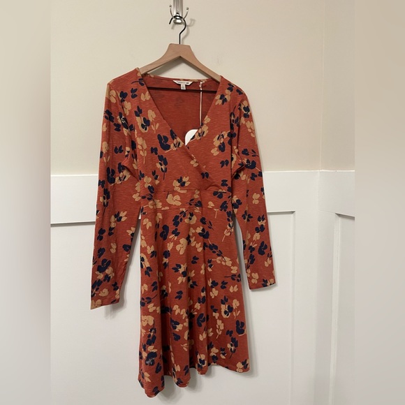 NWT Toad & Co Orange & Blue Tencel Organic Cotton Floral Wrap Flare Dress - Picture 4 of 9
